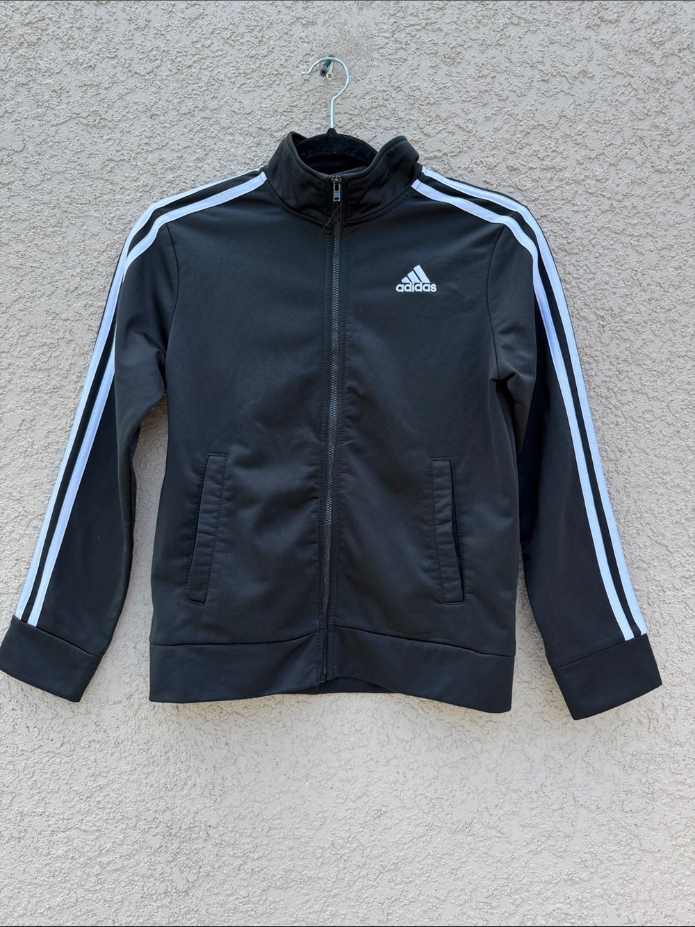adidas Black Jacket with White Sleeve Stripes
